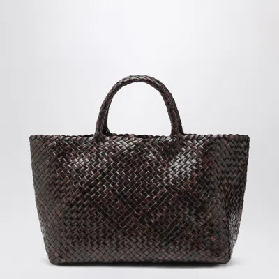 Manebi Manebí Bali Tote Bag In Woven Leather, Dark Brown
