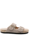 Manebi Nordic Double-strap Slides In Neutrals