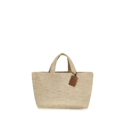 Manebi Beige Raffia Handbag