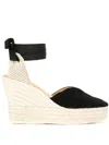 Manebi Hamptons Suede Heart-shaped Wedge Espadrilles In Black