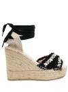 Manebi 110mm Crystal-embellished Wedge Espadrilles In Black