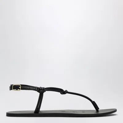 Manebi Manebí Black Leather Flip-flops In Brown
