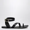 Manebi Black Leather Gladiator Style Sandals In Black