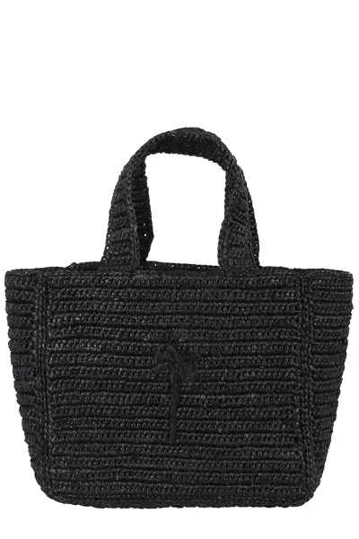 Manebi Black Zuma Small Woven Raffia Tote Bag