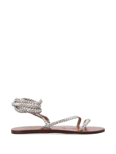 Manebi Braided Lace-up Sandals In Multi