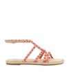 Manebi Braided Rope Flat Sandals In Orange