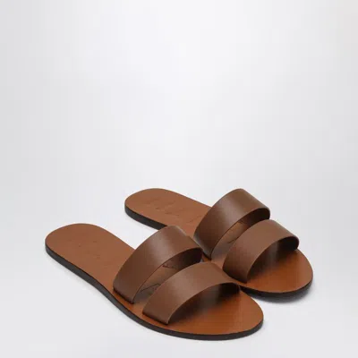 Manebi Brown Leather Sandals With Straps
