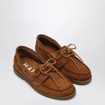 Manebi Brown Suede Boat Shoes