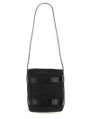 Manebi Textured Raffia Bucket Bag With Glossy Accents In Black