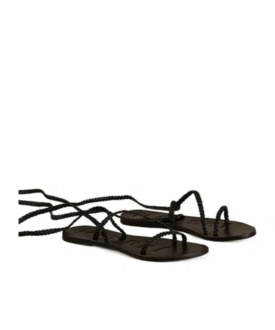 Manebi Canyon Leather Sandals In Black
