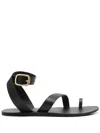Manebi Black Leather Gladiator Style Sandals In Black