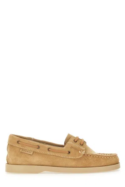 Manebi Manebí Leather Boat Moccasin In Beige
