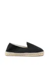 Manebi Coarse-textured Black Flat Jute Espadrilles In Black
