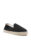Manebi Coarse-textured Black Flat Jute Espadrilles In Black
