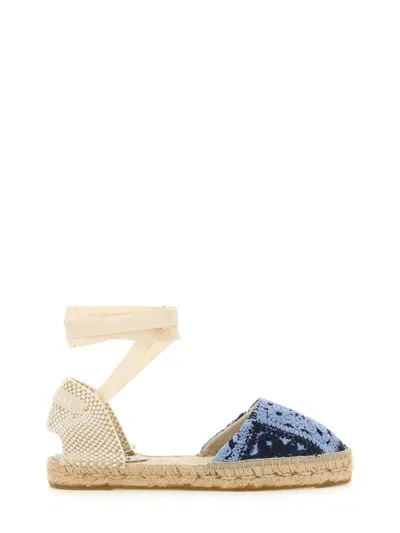 Manebi Cotton Crochet Espadrille Flats For Women In Blue
