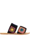 Manebi Manebí Yucatán Crochet Two Bands Sandals In 黑色