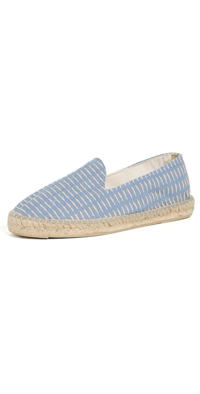 Manebi Cotton Jacquard Stripe Classic Espadrilles Indigo And Natural Stripes In Blue