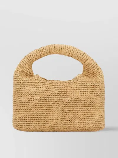 Manebi Crescent Handle Woven Texture Bag
