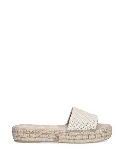 Manebi Crochet-knit Espadrille Flat Sandals In Neutral