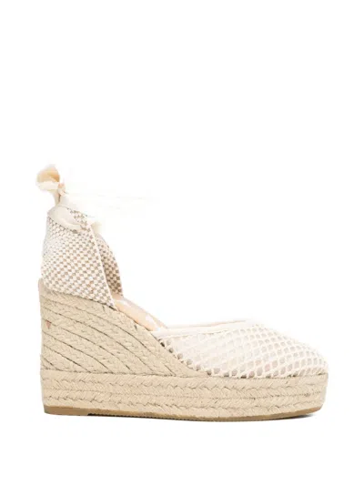 Manebi Crochet-knit Wedge Espadrilles In Neutral