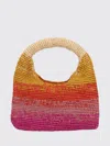Manebi Beige Halfmoon Raffia Gradient Handbag In Multi