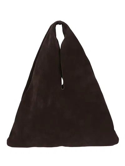 Manebi Dark Brown Louis Suede Tote In Black