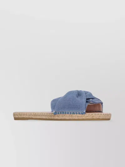 Manebi Denim Knot Espadrille Sandals In Blue