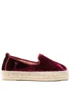 Manebi Double-sole Velvet Espadrilles In Red