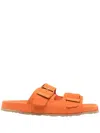 Manebi Double-strap Flat Slides In Orange
