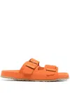 Manebi Double-strap Flat Slides In Orange