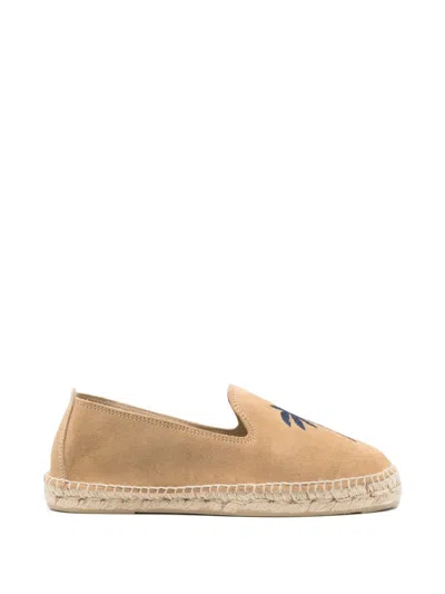 Manebi Embroidered Suede Espadrilles In Brown