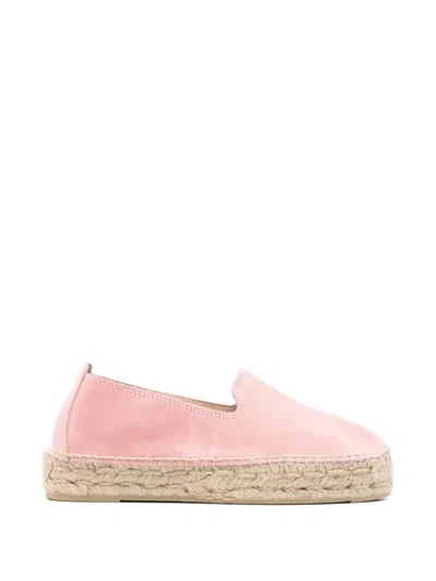 Manebi Suede Espadrilles Round Toe Rubber Sole In Pink