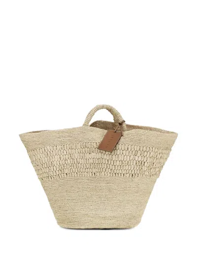 Manebi Fiji Raffia Beach Bag In Neutral