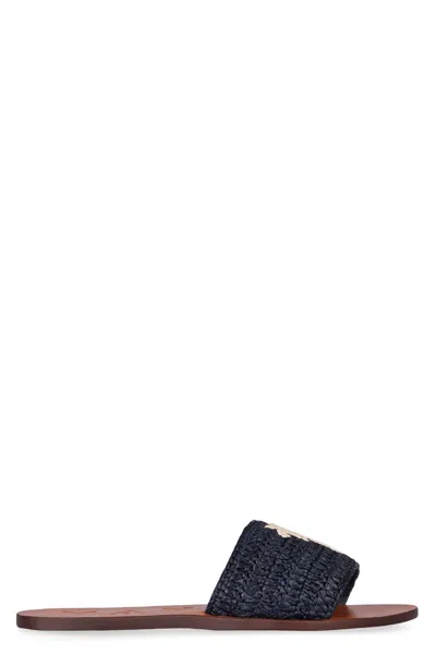 Manebi Flat Sandals In Blue