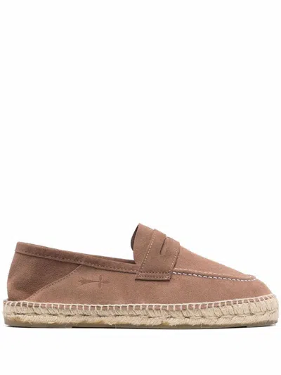 Manebi Hamptions Suede Penny Loafers In Brown