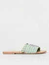 Manebi Logo Embroidered Fringed Trim Sandals In Sage