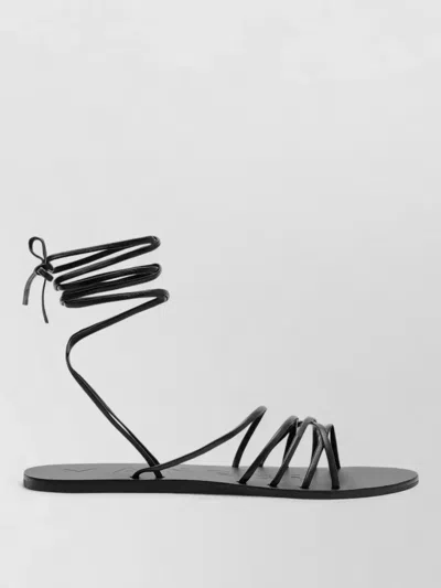 Manebi Flat Sole Open Toe Multi Strap Sandals In Black