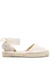 Manebi Yucatan Lace Woven Round Toe Espadrilles In White