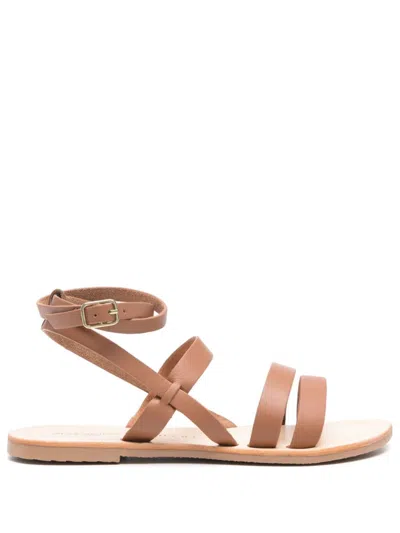 Manebi Gladiator Leather Sandals In Leather Brown