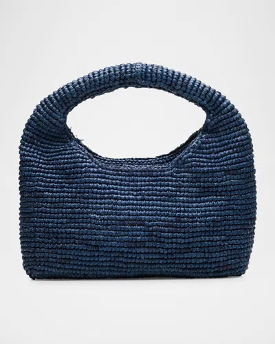 Manebi Half Moon Raffia Top-handle Bag