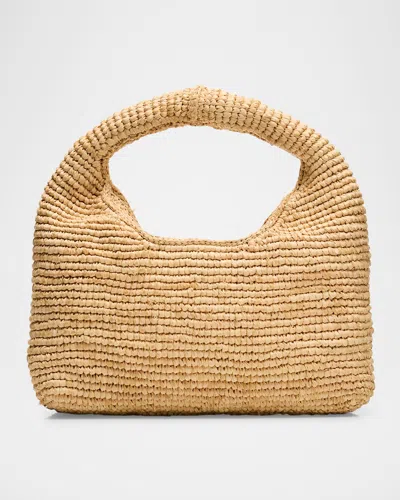 Manebi Half Moon Raffia Top-handle Bag
