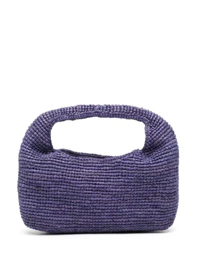 Manebi Manebí Lavender Halfmoon Bag In Raffia In Purple