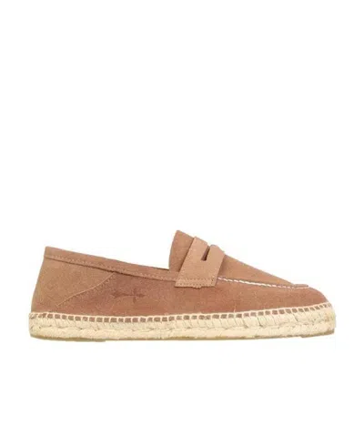 Manebi Hamptions Suede Penny Loafers In Nude