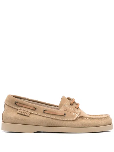 Manebi Beige Cow Leather Loafers In Brown