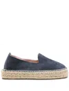 Manebi Round Toe Suede Slip-on With Espadrille Sole In Grey