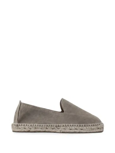 Manebi Hamptons Leather Espadrilles In Gray