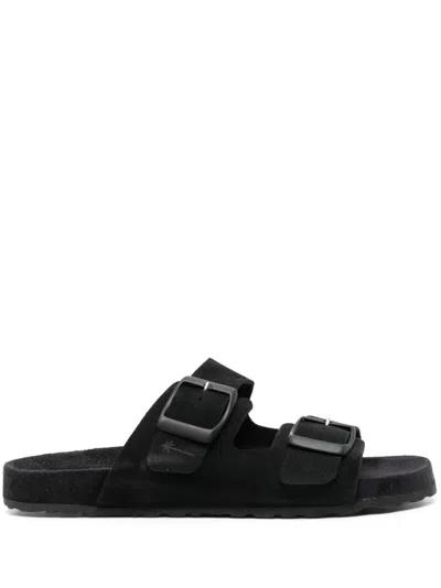 Manebi Hamptons Suede Sandals In Schwarz