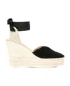 Manebi Hamptons Wedge Espadrilles In Black