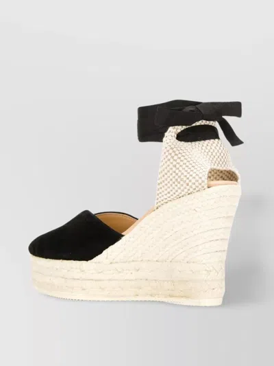 MANEBI HEART-SHAPED WEDGE ESPADRILLES BOW DETAIL
