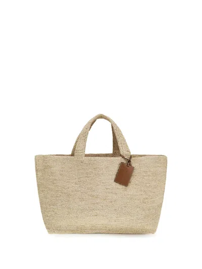 Manebi Large New Sunset Raffia Tote Bag In Neutral